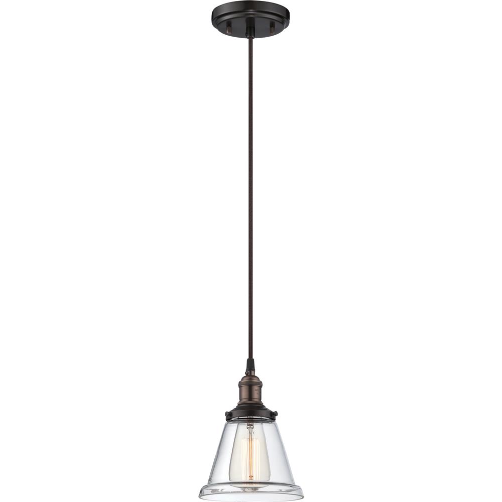 Nuvo Lighting 60/5502  Vintage - 1 Light Pendant with Clear Glass - Vintage Lamp Included in Rustic Bronze Finish